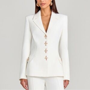 Nadine Merabi Nicole Notch Lapel Stretch Crepe Blazer